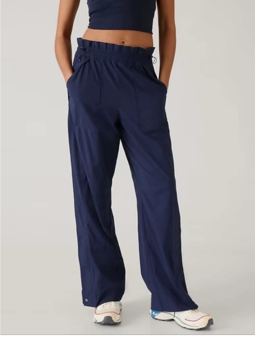 Athleta Trekkie Parachute Navy Track Pants NWT SMALL Tall